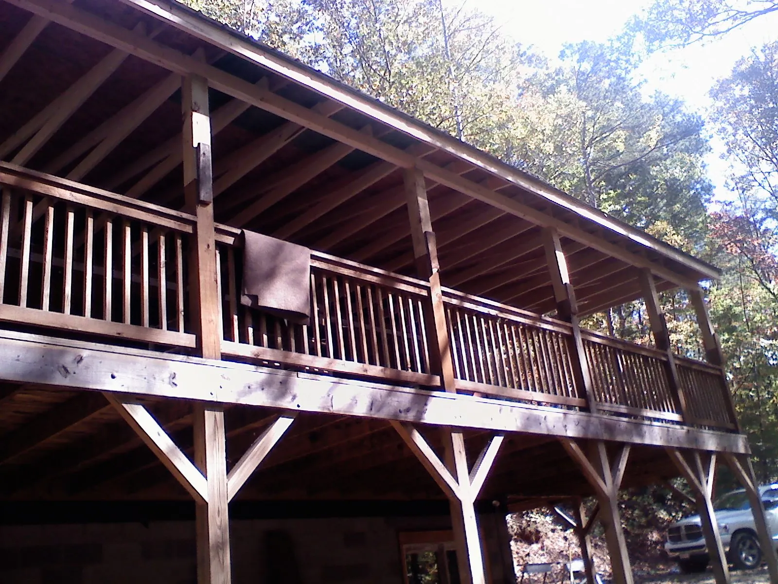 Timber framing under a new elevated porch and deck — Roof Leak Repair in Yorktown by Roofing Brothers
